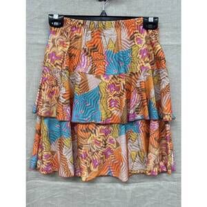 NEW FASHQUE women's 3 tier ruffle skort in orange,yellow, pink